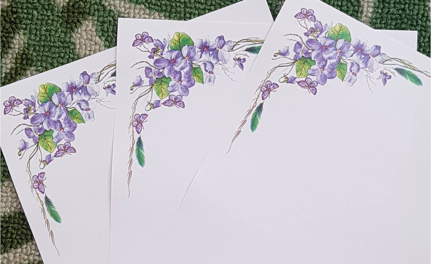 Puple Writing Purple Flowers with Purple Butterflies - Beautiful Writing Sets